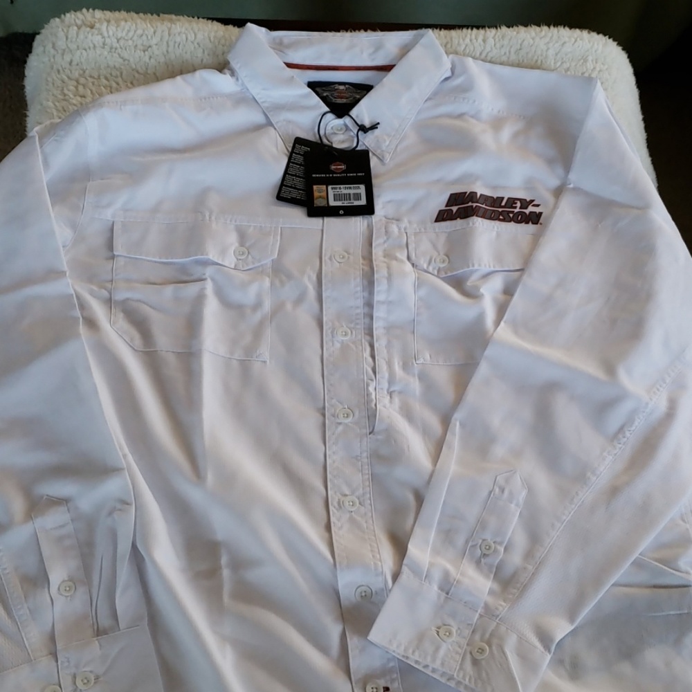 NWT white Harley Davidson button up.